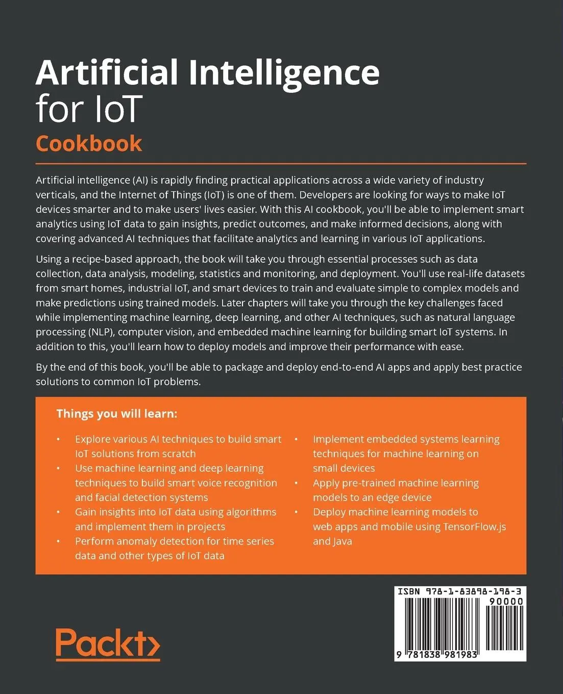 Rückseite: 9781838981983 | Artificial Intelligence for IoT Cookbook | Michael Roshak | Buch