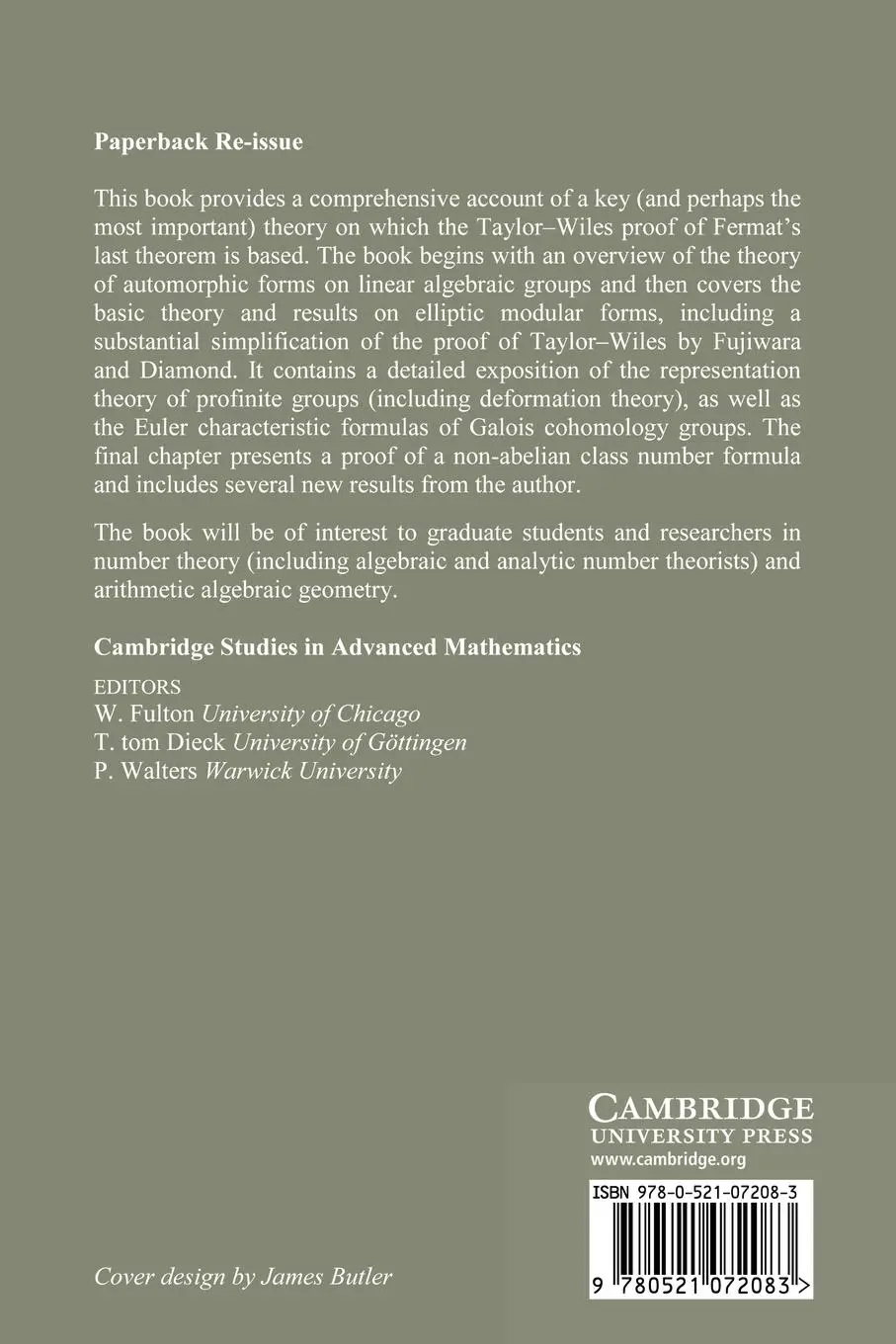 Rückseite: 9780521072083 | Modular Forms and Galois Cohomology | Haruzo Hida (u. a.) | Buch