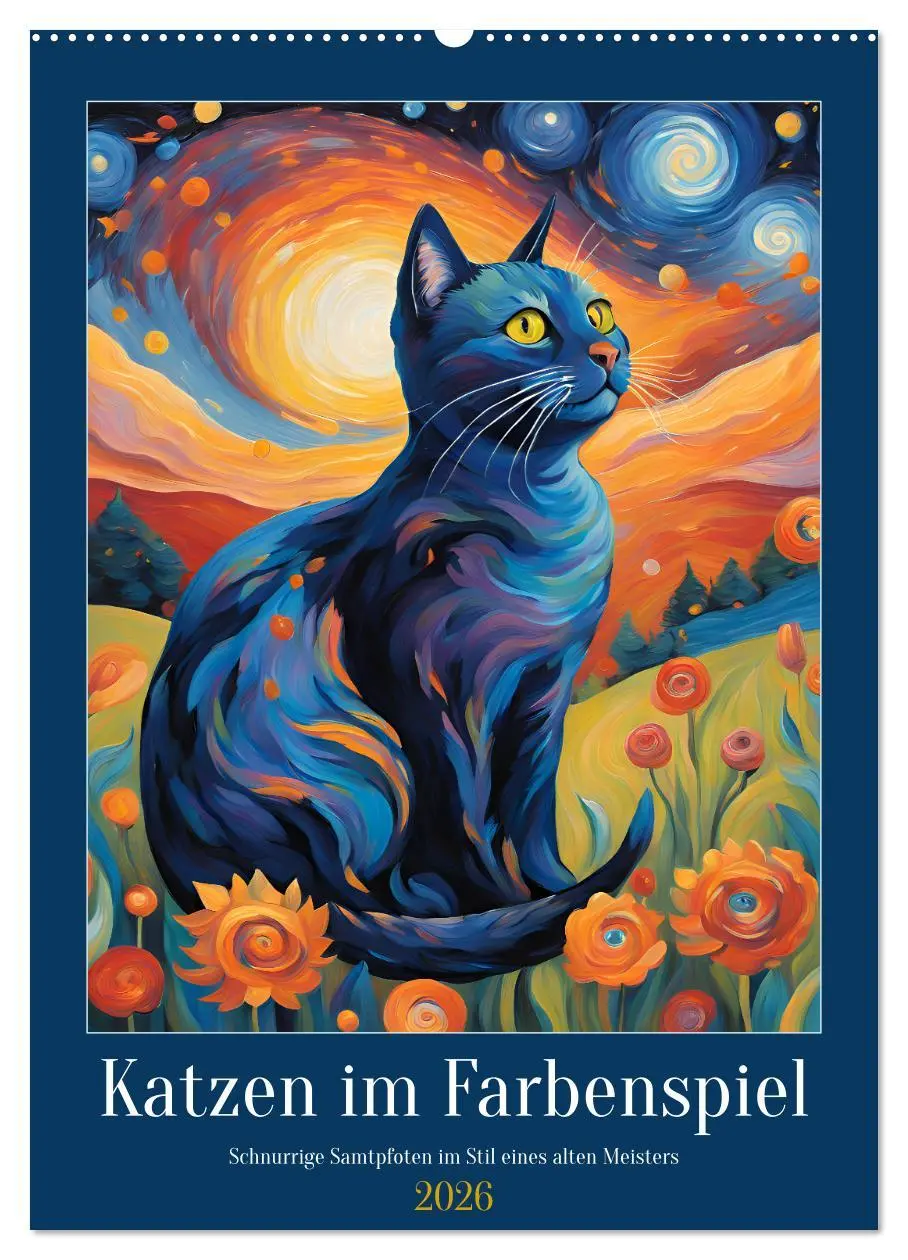 Cover: 9783457282083 | Katzen im Farbenspiel (Wandkalender 2026 DIN A2 hoch), CALVENDO...