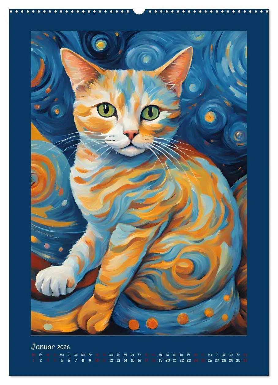 Bild: 9783457282083 | Katzen im Farbenspiel (Wandkalender 2026 DIN A2 hoch), CALVENDO...