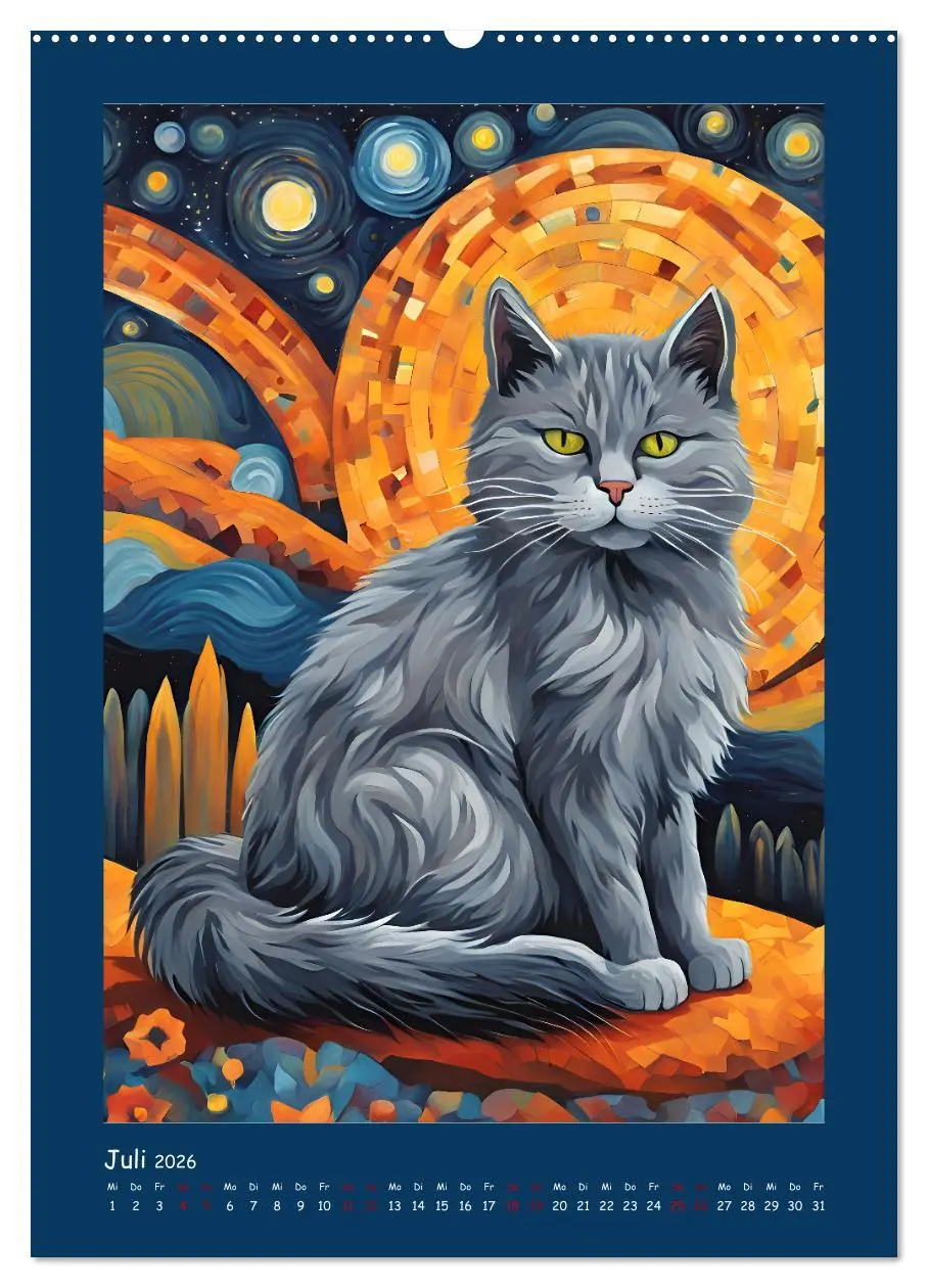Bild: 9783457282083 | Katzen im Farbenspiel (Wandkalender 2026 DIN A2 hoch), CALVENDO...