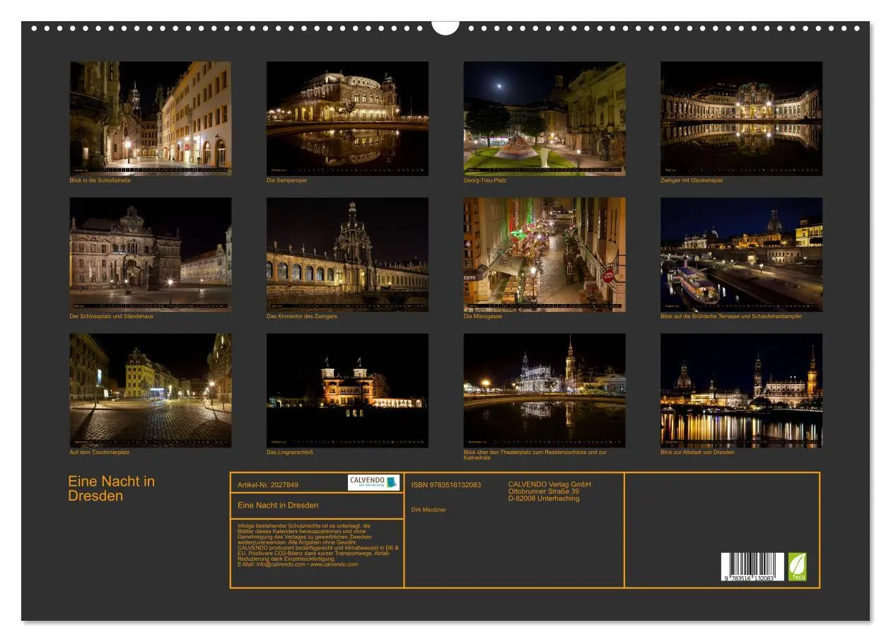 Bild: 9783516132083 | Eine Nacht in Dresden (Wandkalender 2026 DIN A2 quer), CALVENDO...