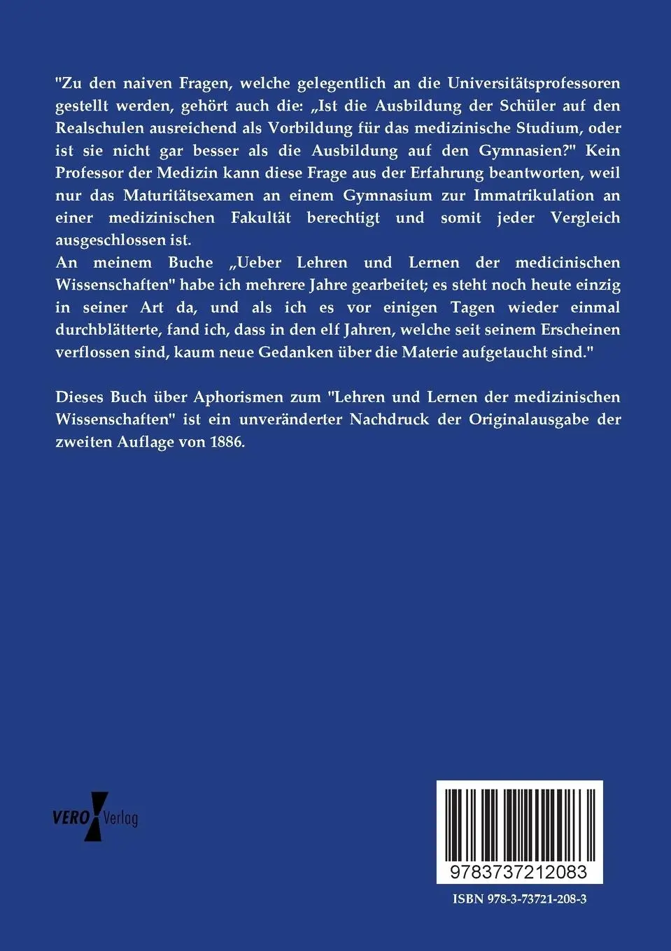 Rückseite: 9783737212083 | Aphorismen zum `Lehren und Lernen der medizinischen Wissenschaften´