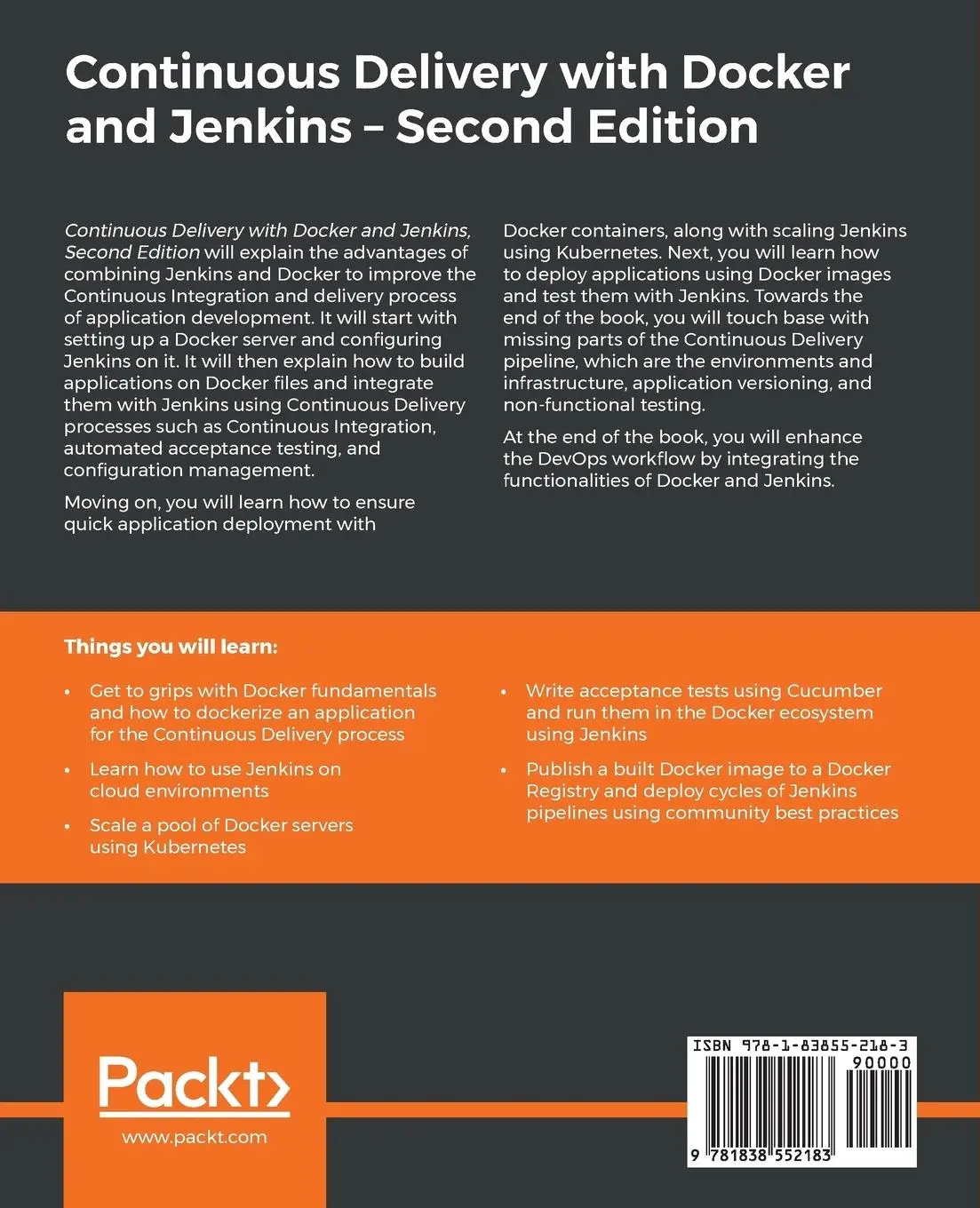 Rückseite: 9781838552183 | Continuous Delivery with Docker and Jenkins - Second Edition | Leszko