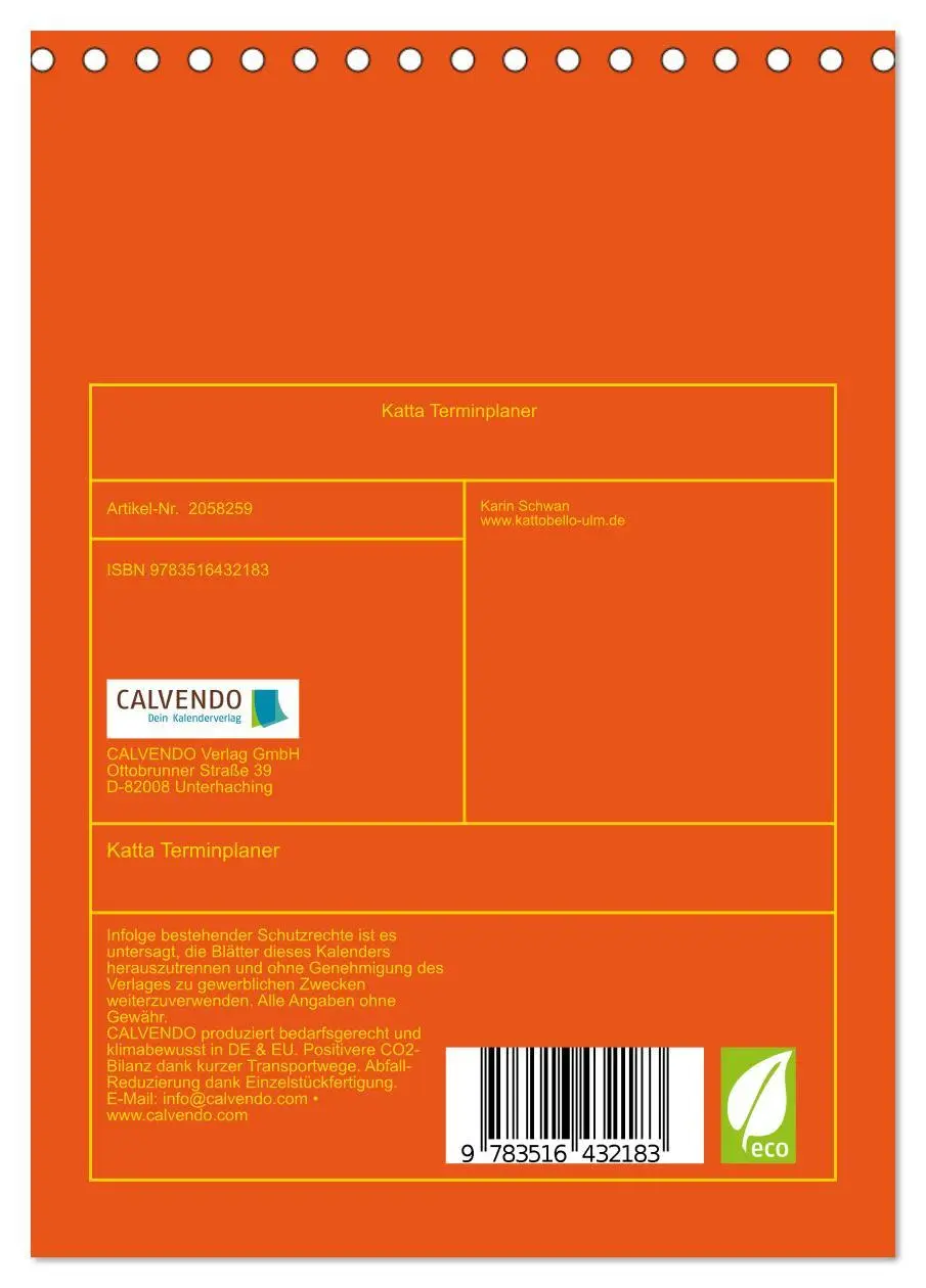 Bild: 9783516432183 | Katta Terminplaner (Tischkalender 2026 DIN A5 hoch), CALVENDO...