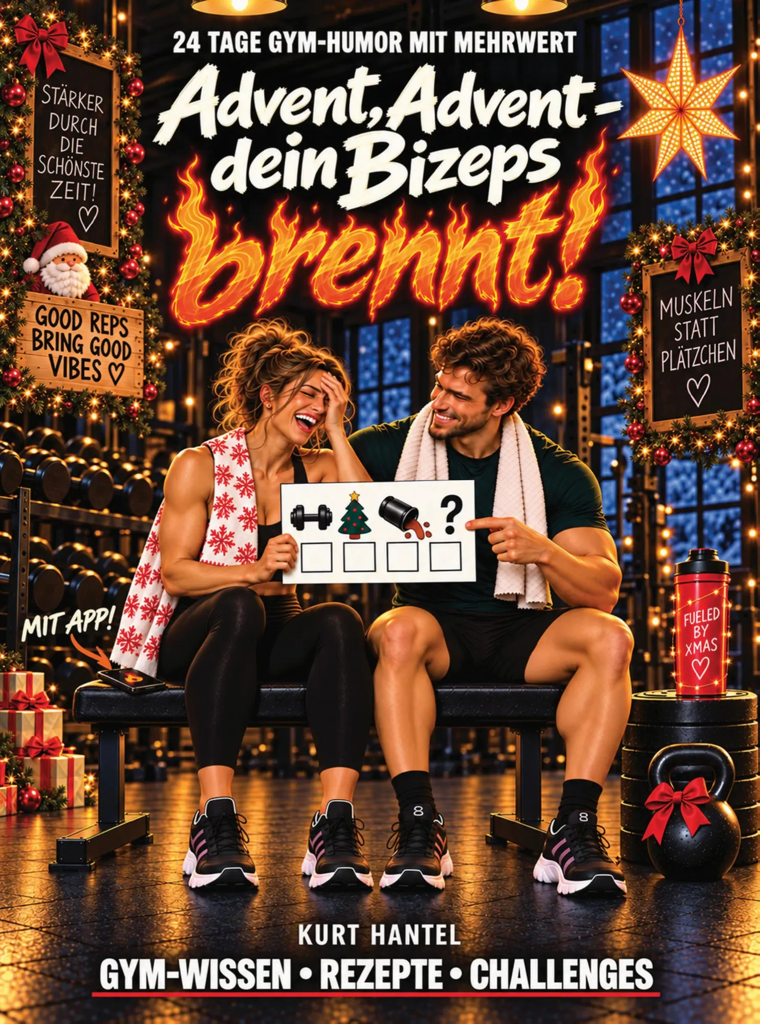 Cover: 9783907892183 | Advent, Advent - dein Bizeps brennt! | 24 Tage Gym-Humor mit Mehrwert