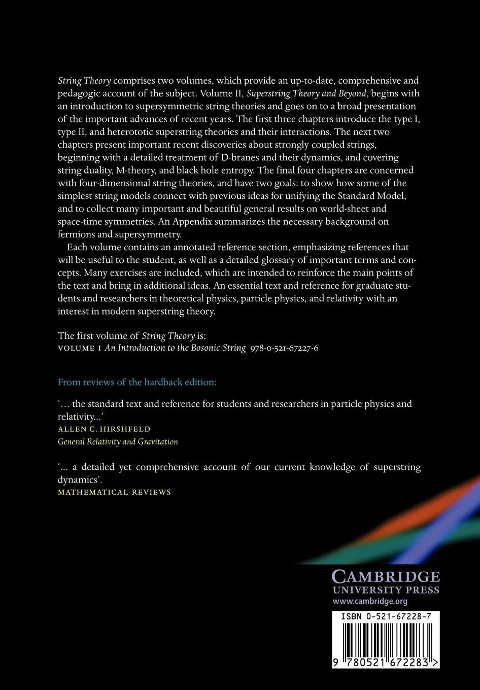 Rückseite: 9780521672283 | String Theory, Volume 2 | Superstring Theory and Beyond | Polchinski
