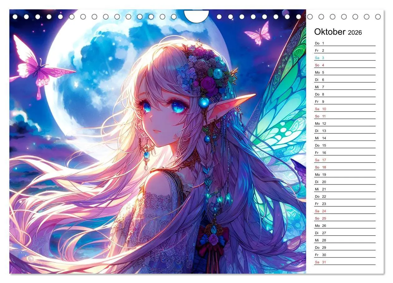 Bild: 9783457332283 | Bezaubernde Manga Elfen (Wandkalender 2026 DIN A4 quer), CALVENDO...