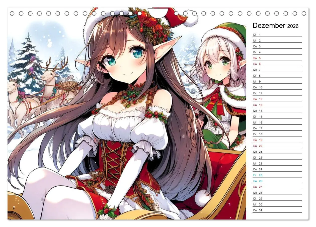 Bild: 9783457332283 | Bezaubernde Manga Elfen (Wandkalender 2026 DIN A4 quer), CALVENDO...