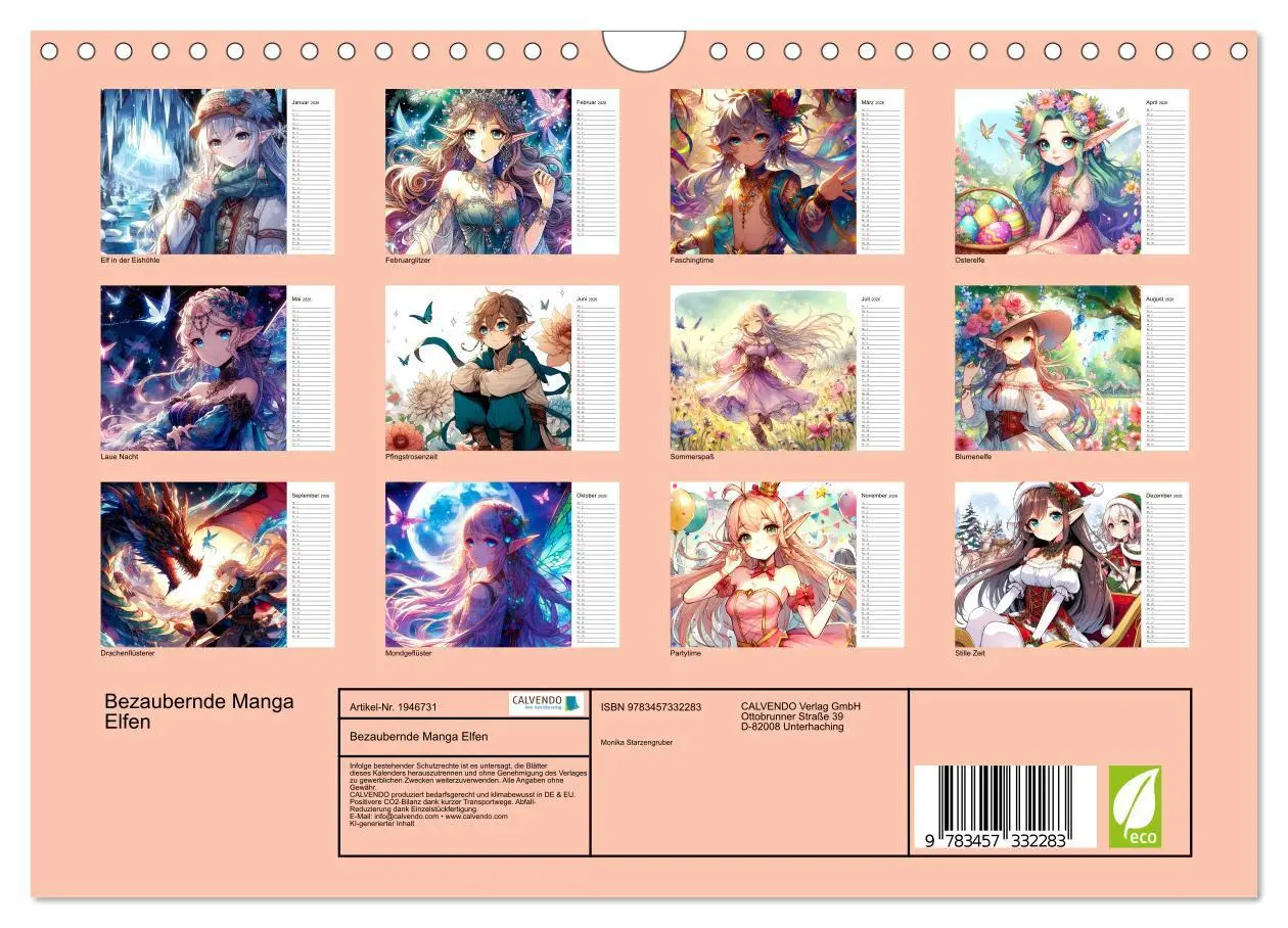 Bild: 9783457332283 | Bezaubernde Manga Elfen (Wandkalender 2026 DIN A4 quer), CALVENDO...