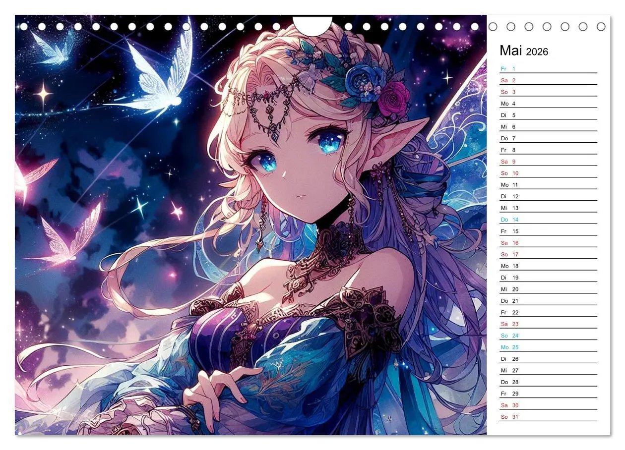 Bild: 9783457332283 | Bezaubernde Manga Elfen (Wandkalender 2026 DIN A4 quer), CALVENDO...