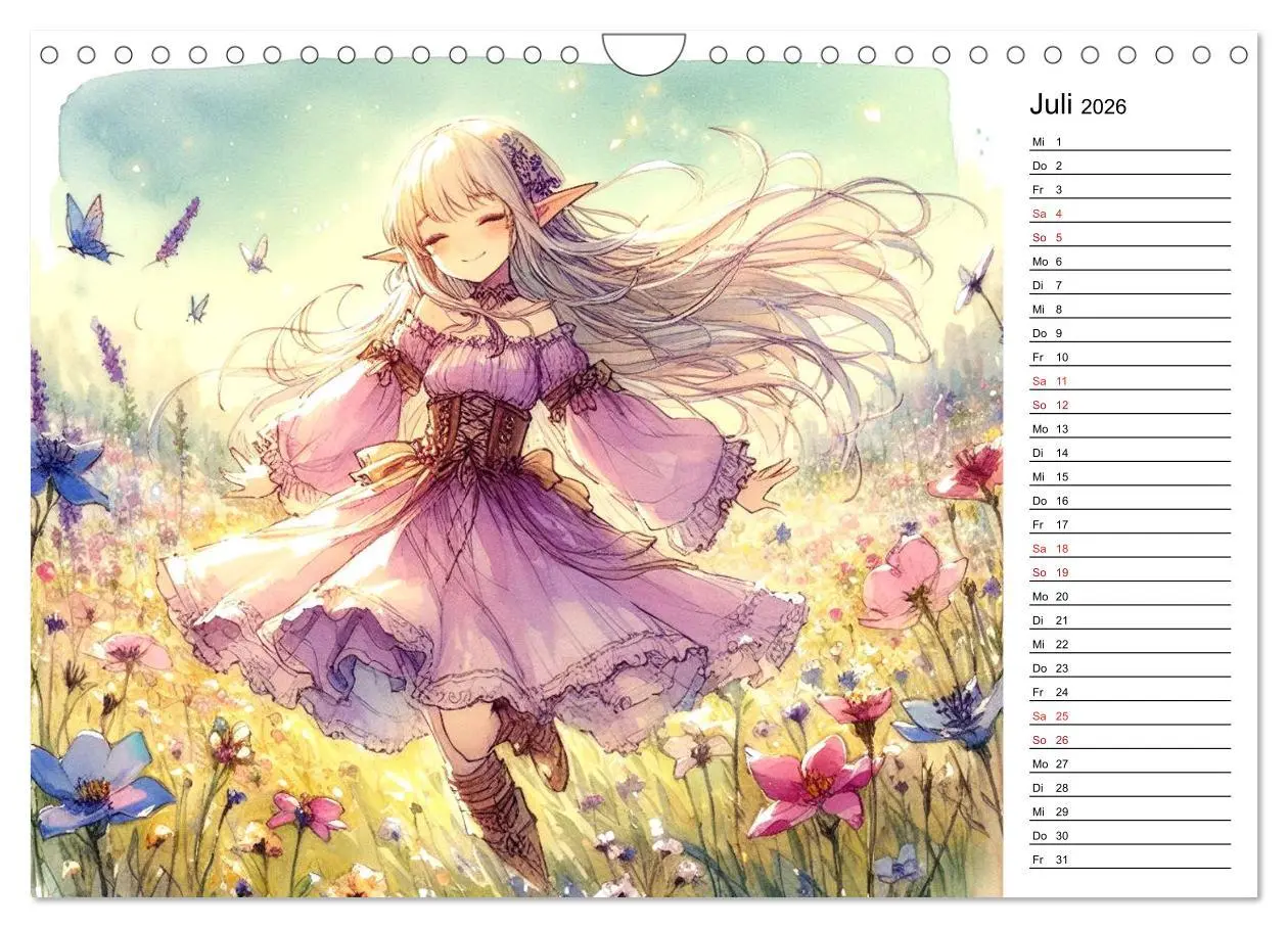 Bild: 9783457332283 | Bezaubernde Manga Elfen (Wandkalender 2026 DIN A4 quer), CALVENDO...