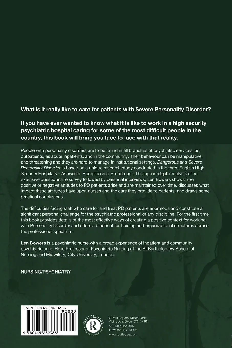 Rückseite: 9780415282383 | Dangerous and Severe Personality Disorder | Len Bowers | Taschenbuch