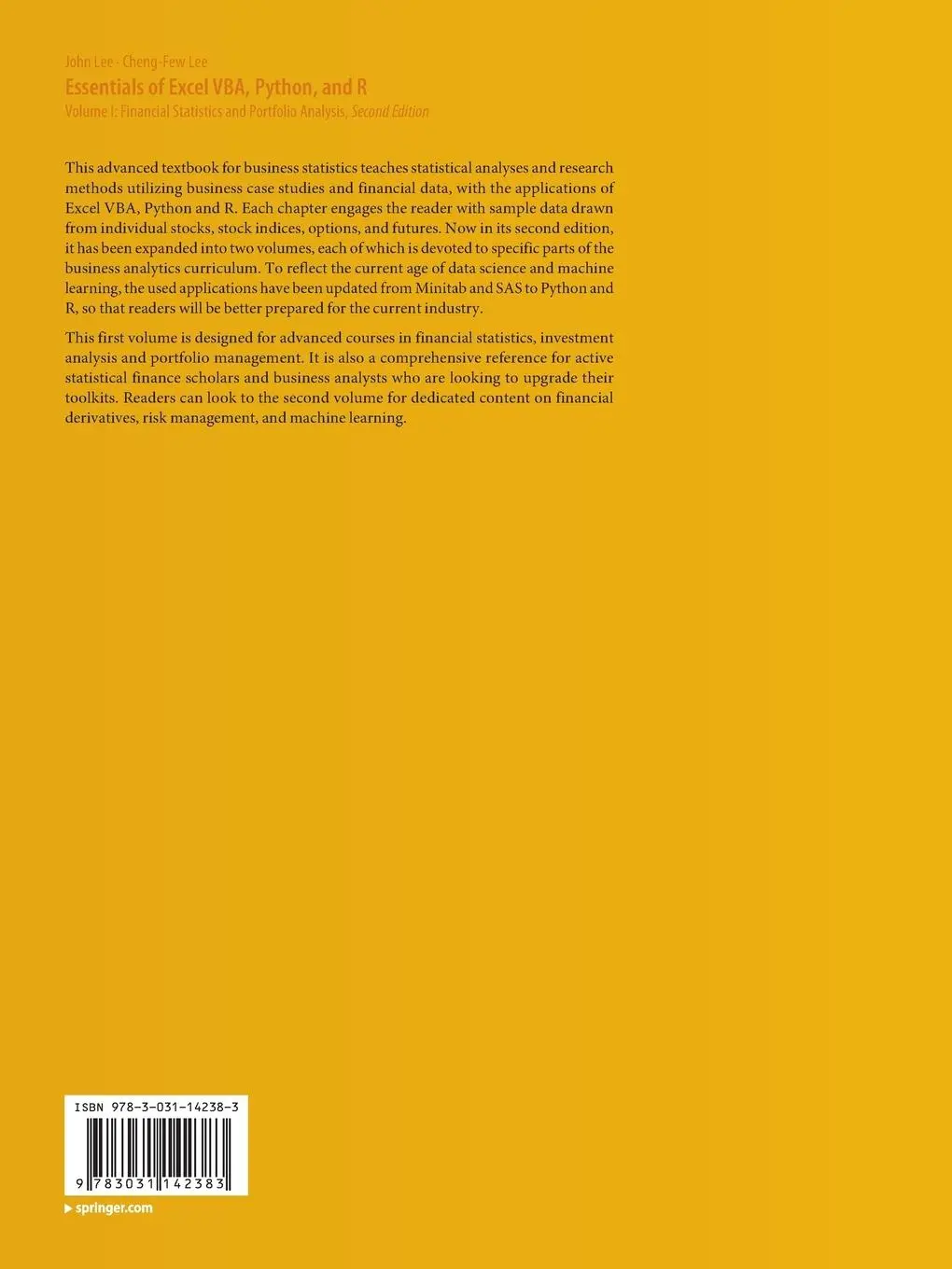 Rückseite: 9783031142383 | Essentials of Excel VBA, Python, and R | Cheng-Few Lee (u. a.) | Buch