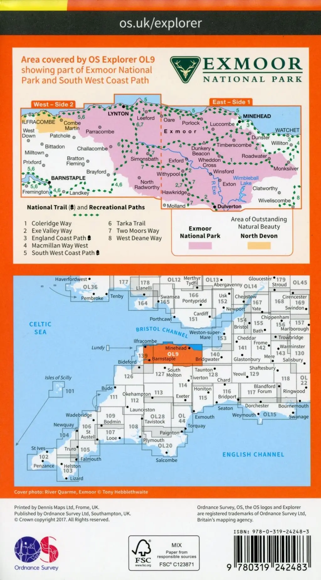 Bild: 9780319242483 | Exmoor, Barnstaple, Lynton, Minehead &amp; Dulverton | Ordnance Survey