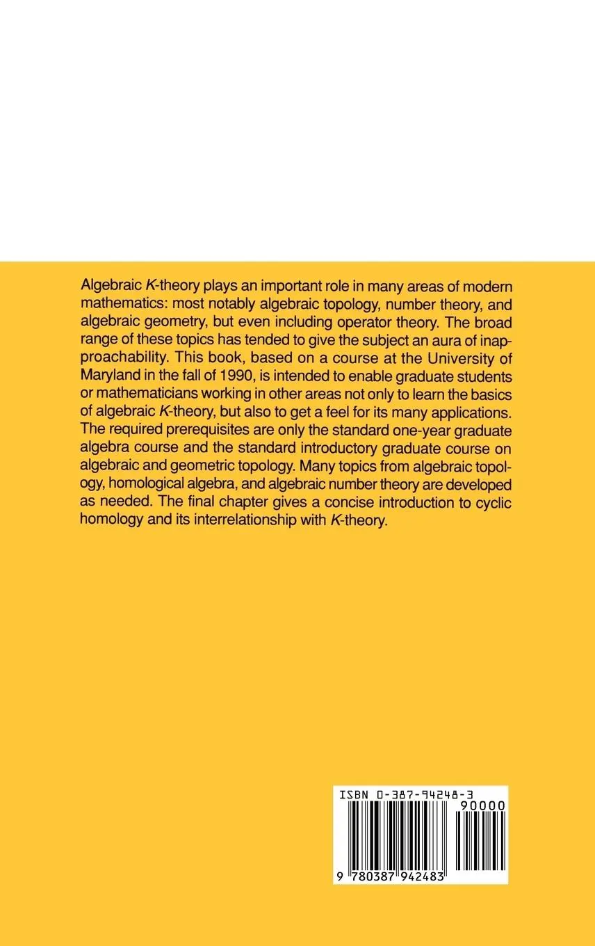 Rückseite: 9780387942483 | Algebraic K-Theory and Its Applications | Jonathan Rosenberg | Buch