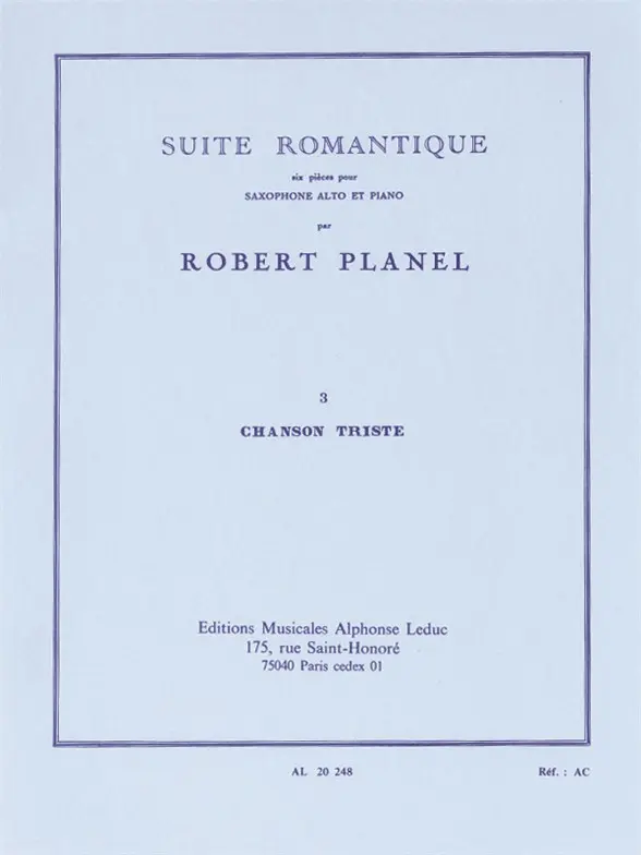 Cover: 9790046202483 | Suite Romantique No.3 Chanson Triste | Robert Planel | Partitur