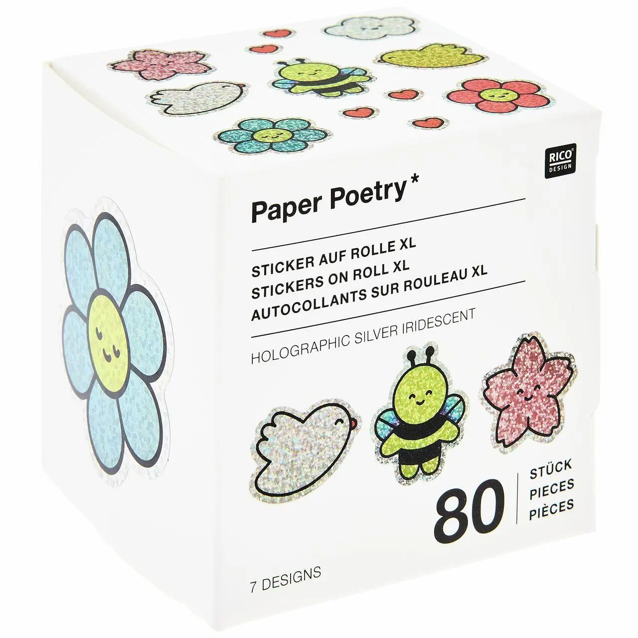 Sticker Chingu, Blumen FSC MIX, 80 Stk/Rolle, holografisch