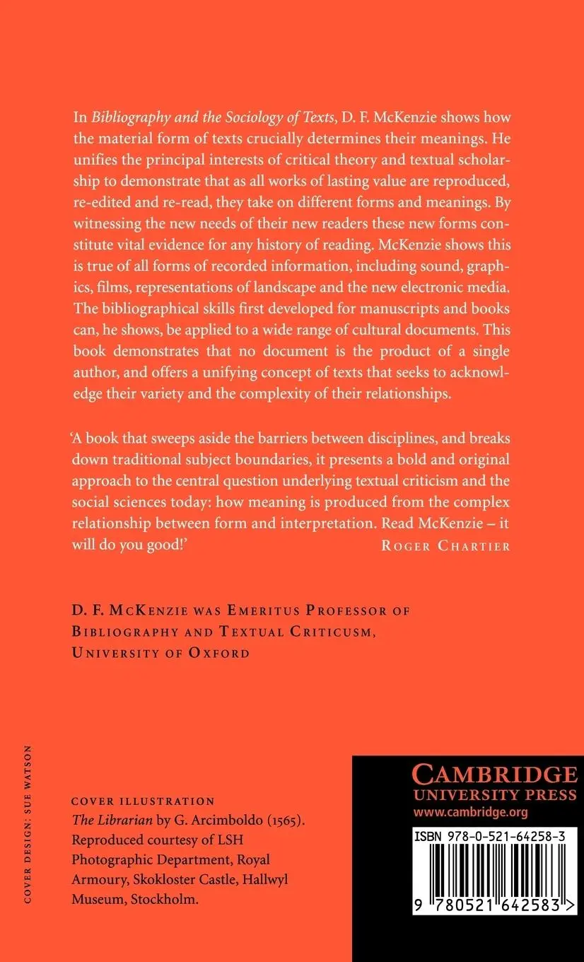 Rückseite: 9780521642583 | Bibliography and the Sociology of Texts | D. F. Mckenzie (u. a.)