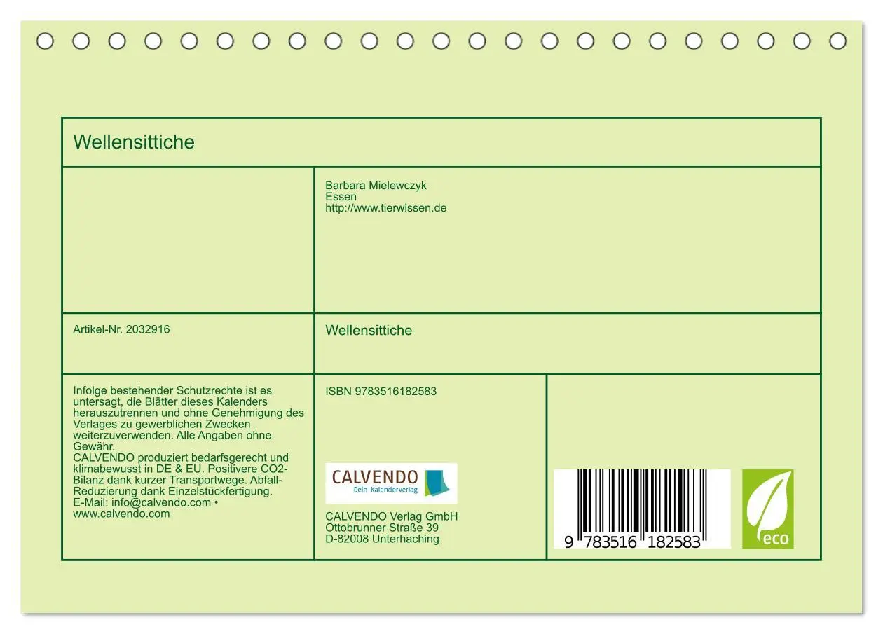 Bild: 9783516182583 | Wellensittiche (Tischkalender 2026 DIN A5 quer), CALVENDO...