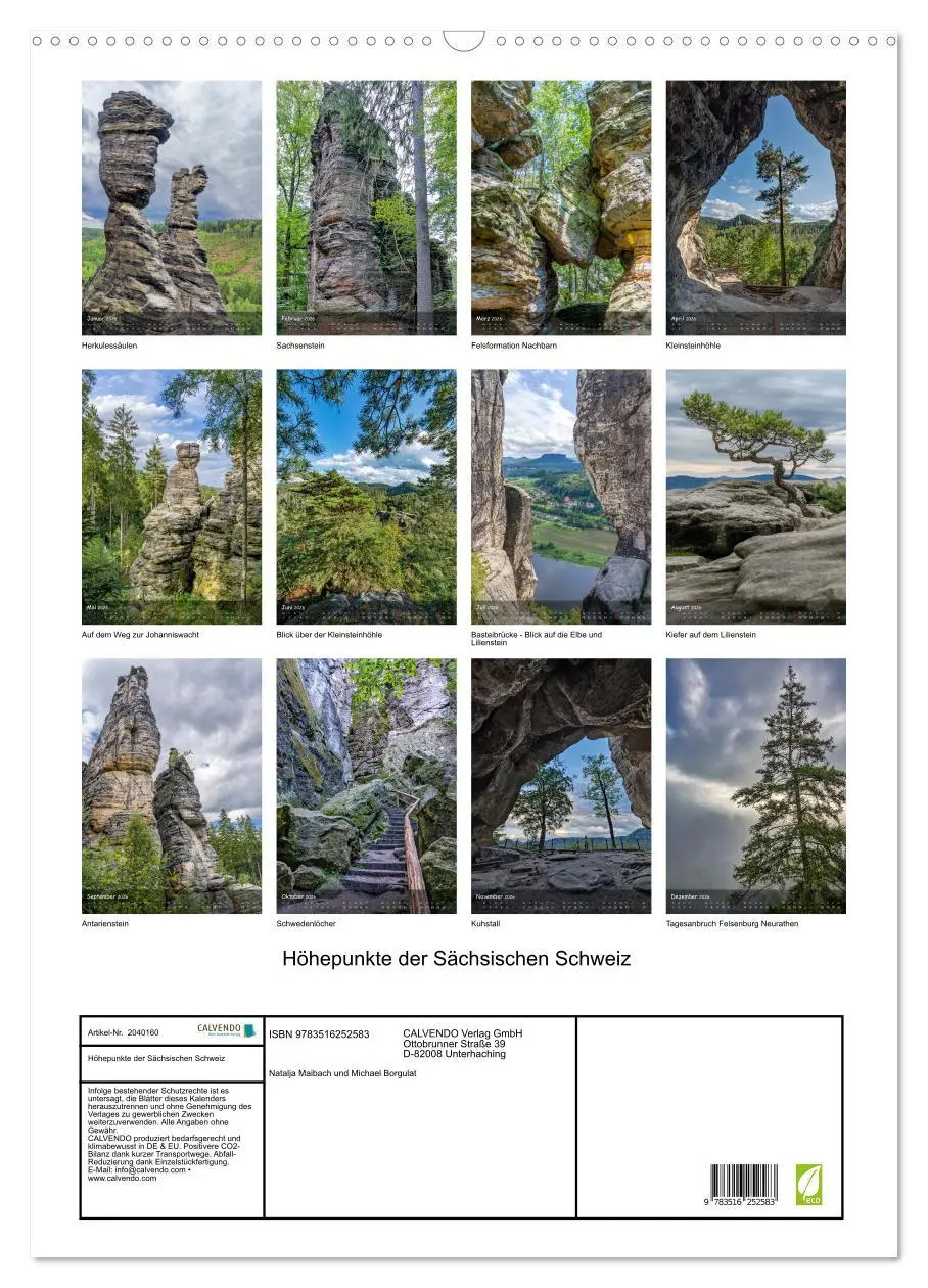 Bild: 9783516252583 | Höhepunkte der Sächsischen Schweiz (Wandkalender 2026 DIN A2 hoch),...