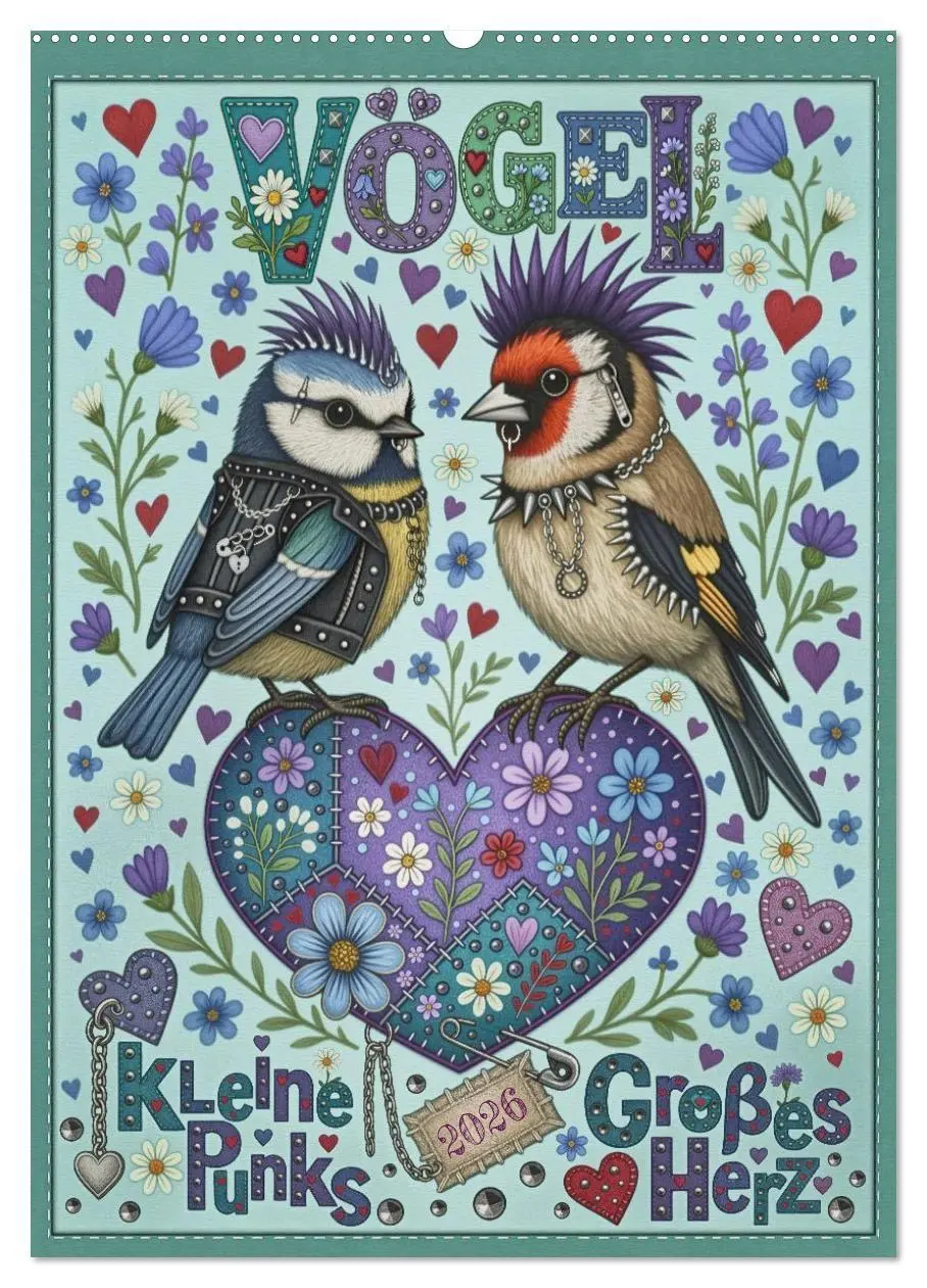 Cover: 9783516702583 | Vögel. Kleine Punks. Großes Herz. (Wandkalender 2026 DIN A2 hoch),...