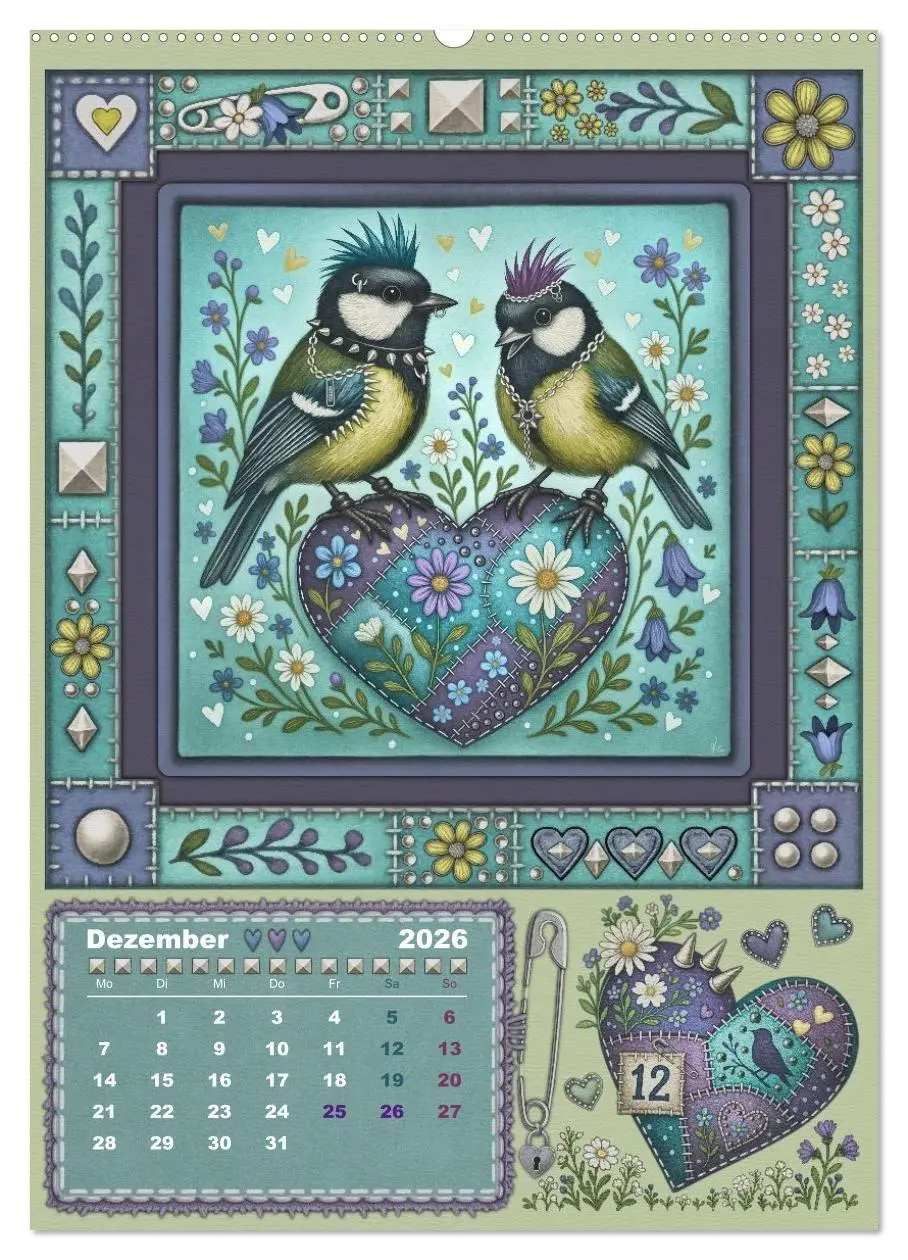 Bild: 9783516702583 | Vögel. Kleine Punks. Großes Herz. (Wandkalender 2026 DIN A2 hoch),...