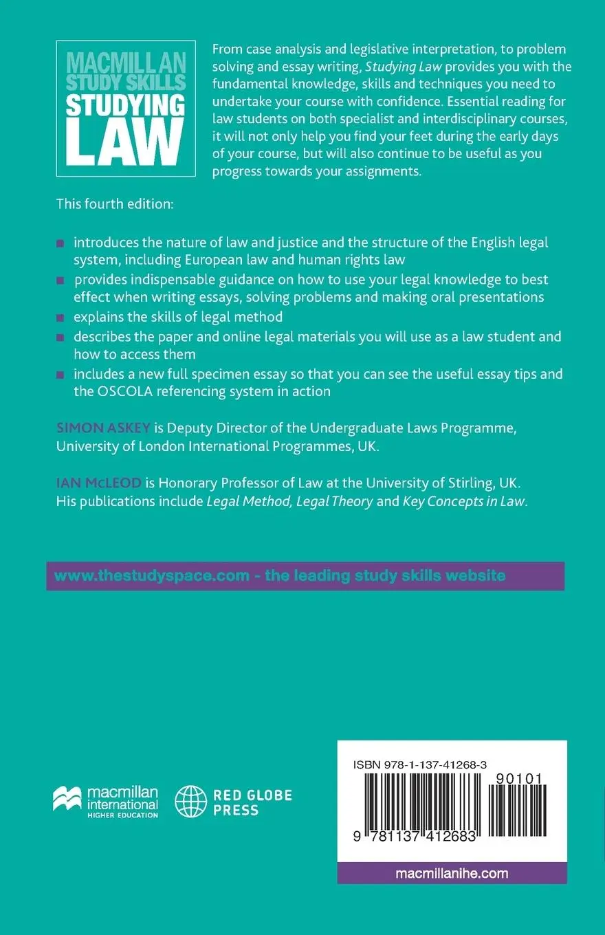 Rückseite: 9781137412683 | Studying Law | Ian Mcleod (u. a.) | Taschenbuch | Englisch | 2014