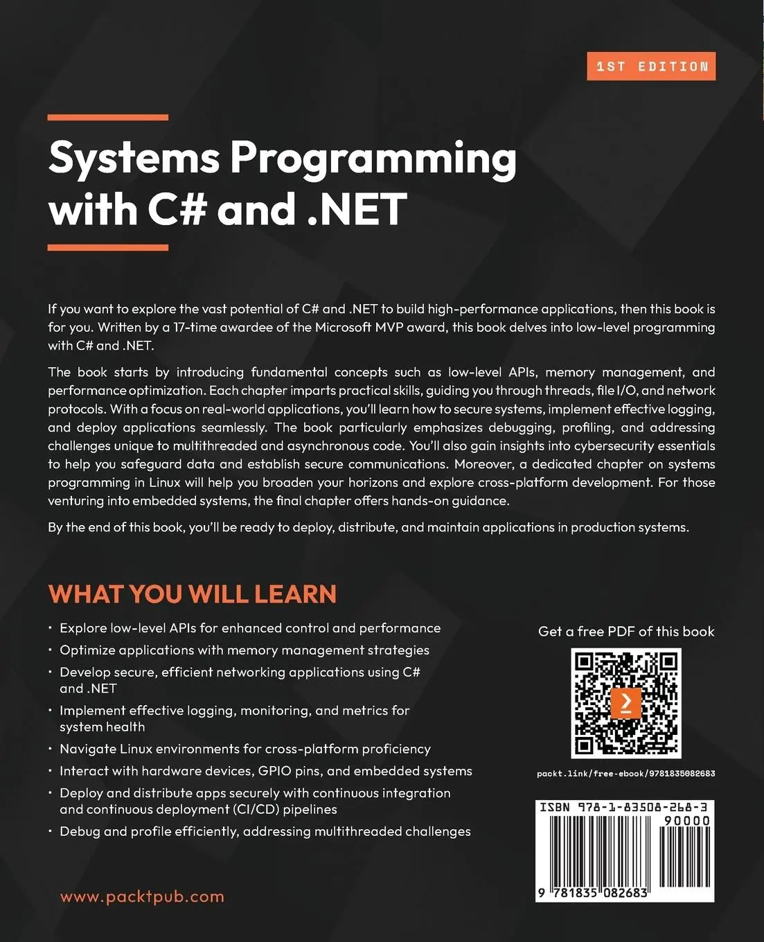 Rückseite: 9781835082683 | Systems Programming with C# and .NET | Dennis Vroegop | Taschenbuch