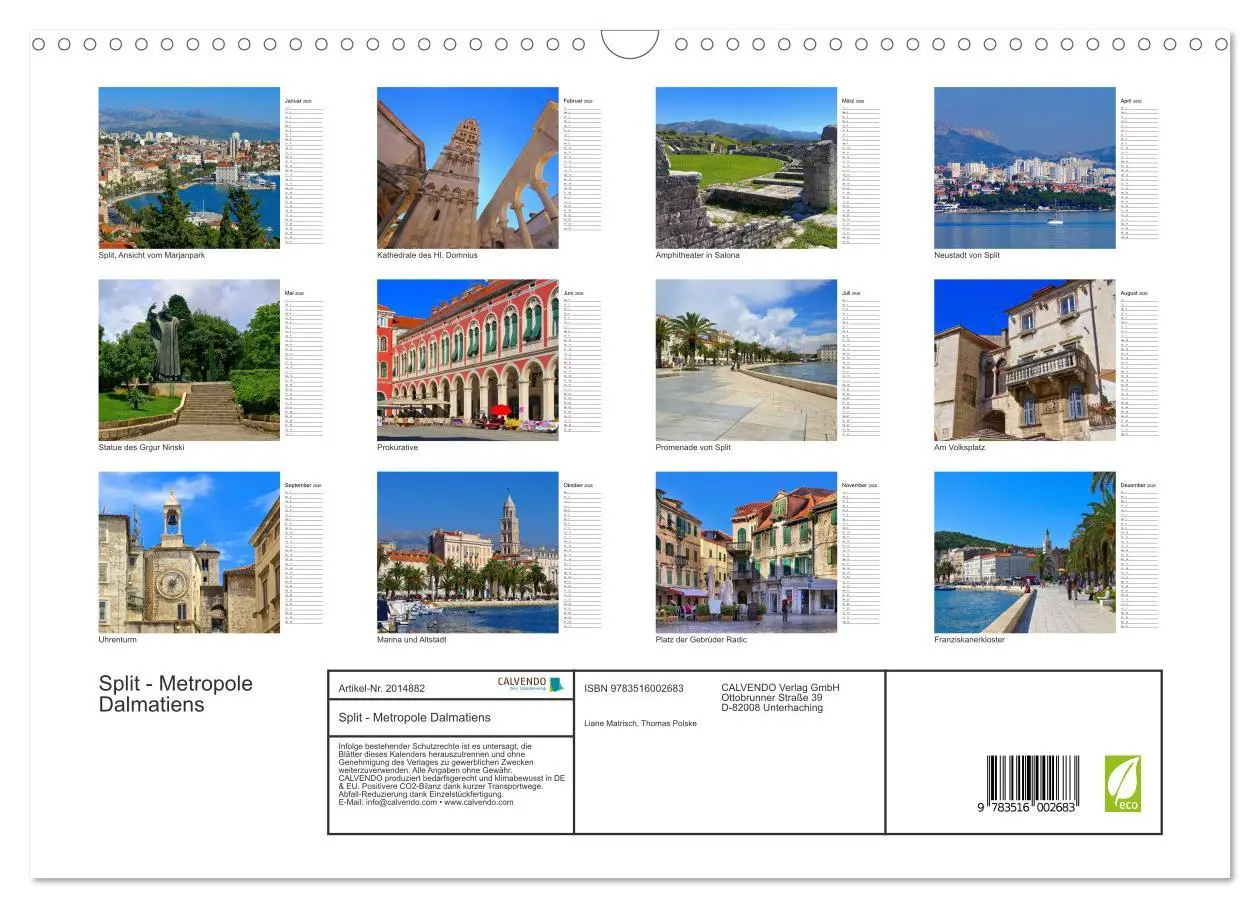 Bild: 9783516002683 | Split - Metropole Dalmatiens (Wandkalender 2026 DIN A3 quer),...