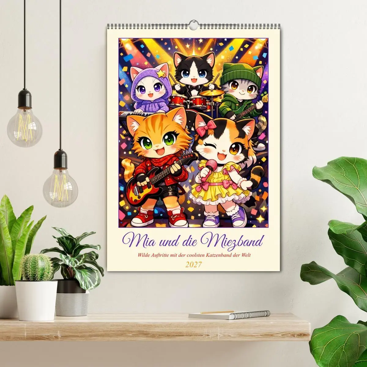 Bild: 9783516792683 | Mia und die Miezband (Wandkalender 2027 DIN A2 hoch), CALVENDO...