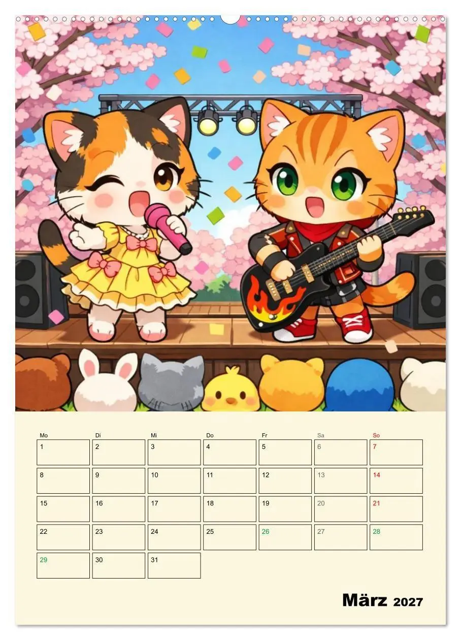 Bild: 9783516792683 | Mia und die Miezband (Wandkalender 2027 DIN A2 hoch), CALVENDO...