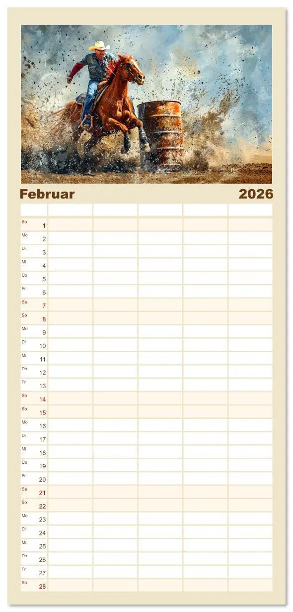 Bild: 9783516612783 | Familienplaner 2026 - Pferde, Freiheit, Westernreiten mit 5 Spalten...
