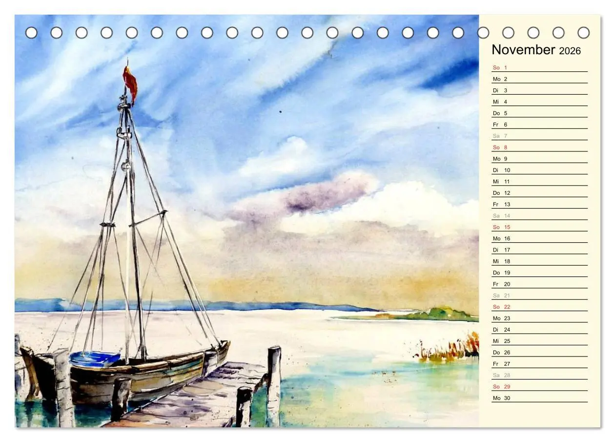 Bild: 9783457992883 | Aquarelle - Fischland-Darß (Tischkalender 2026 DIN A5 quer),...