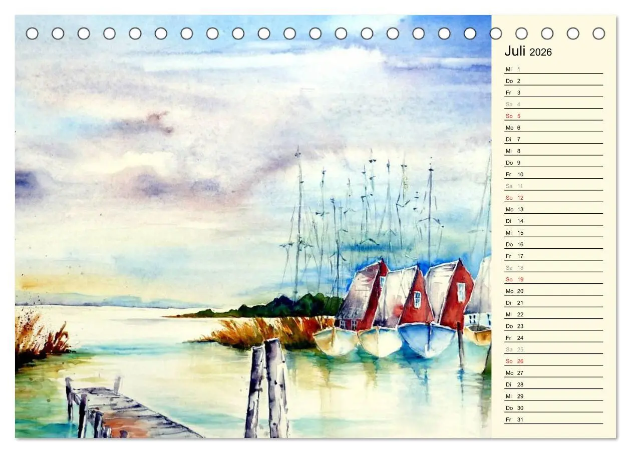 Bild: 9783457992883 | Aquarelle - Fischland-Darß (Tischkalender 2026 DIN A5 quer),...