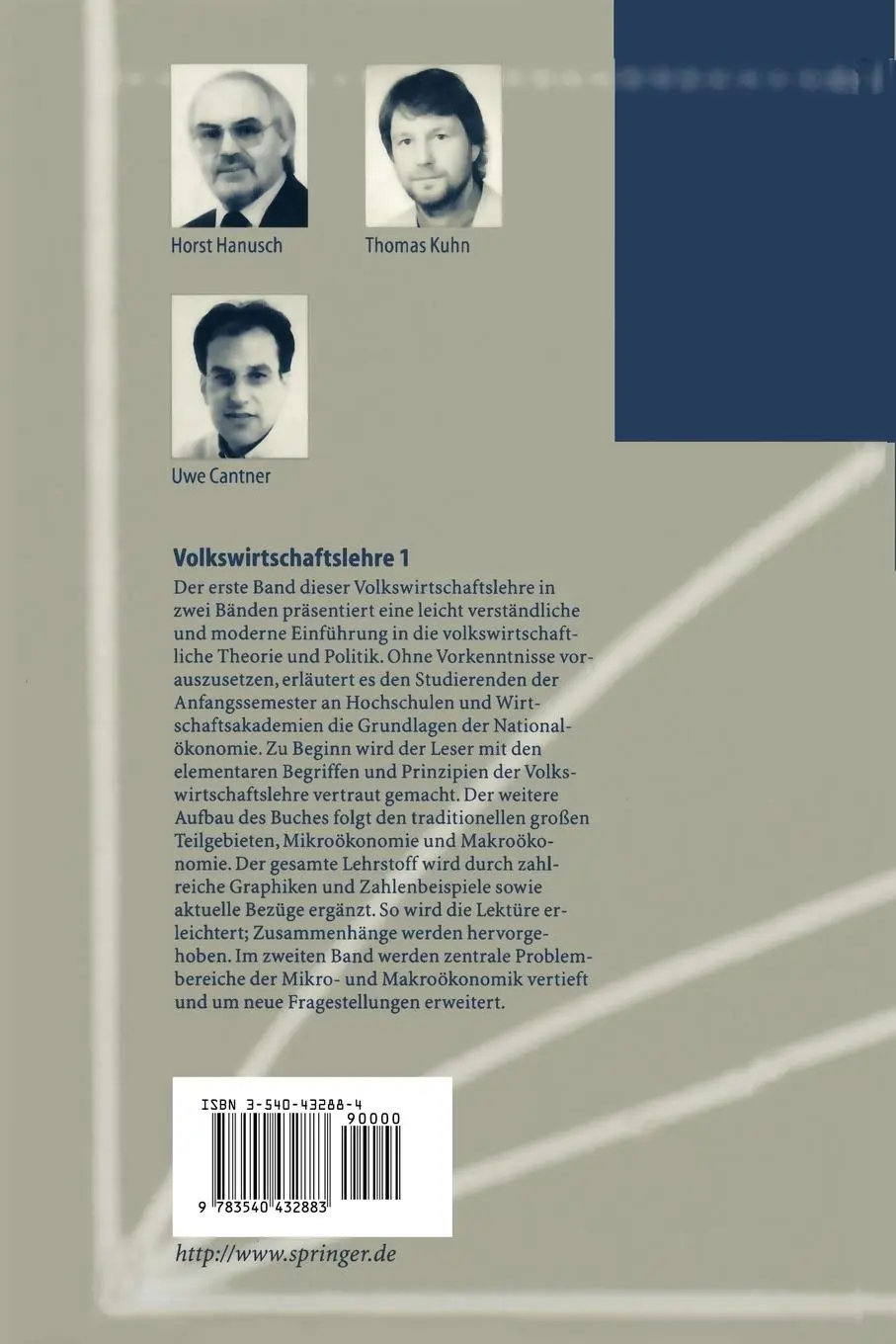 Rückseite: 9783540432883 | Volkswirtschaftslehre 1 | Grundlegende Mikro- und Makroökonomik | Buch