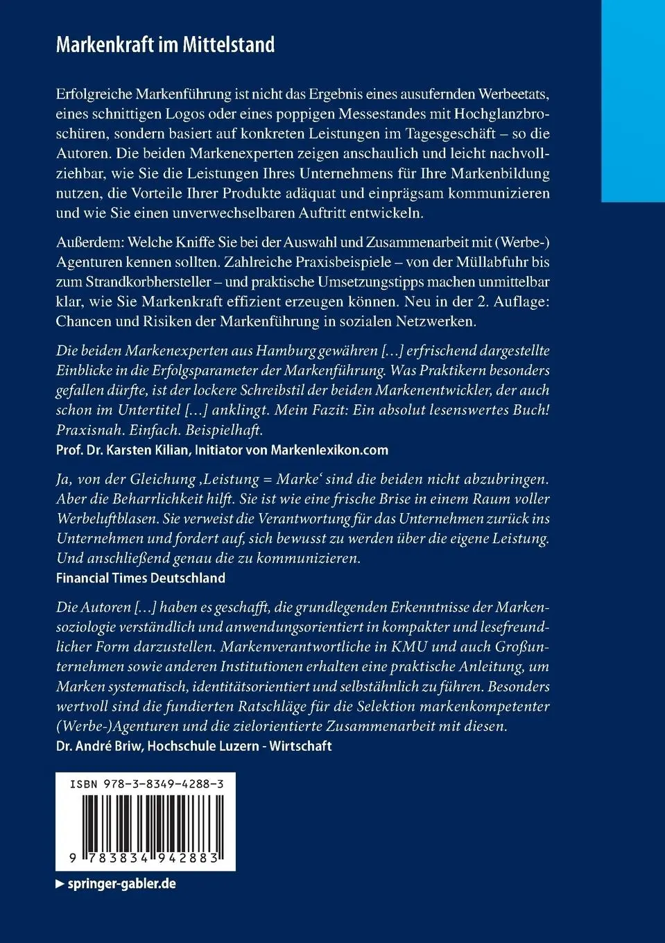Rückseite: 9783834942883 | Markenkraft im Mittelstand | Oliver Errichiello (u. a.) | Taschenbuch