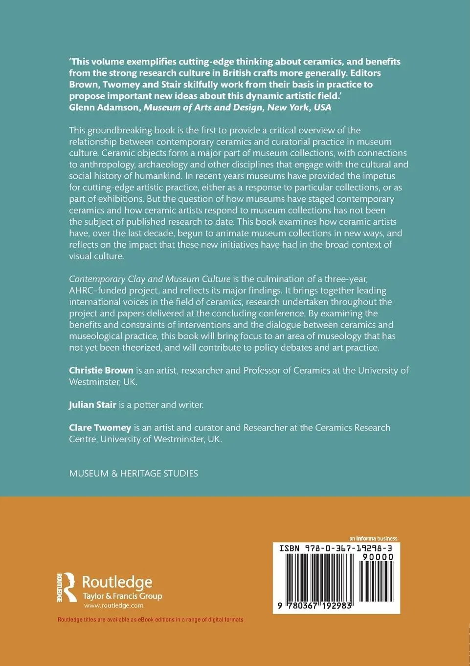 Rückseite: 9780367192983 | Contemporary Clay and Museum Culture | Christie Brown (u. a.) | Buch