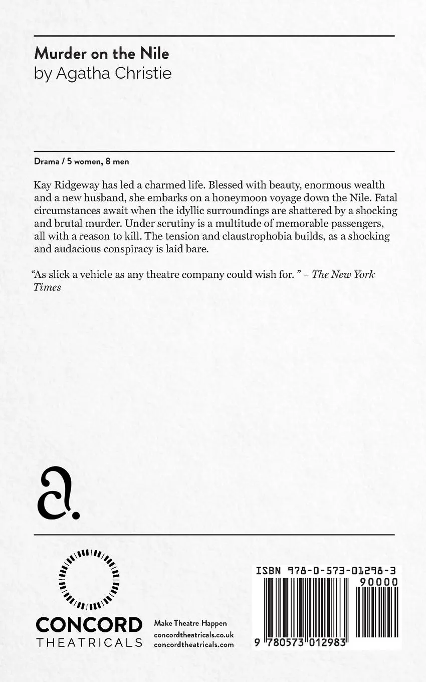 Rückseite: 9780573012983 | Murder On The Nile | Agatha Christie | Taschenbuch | Englisch | 2011