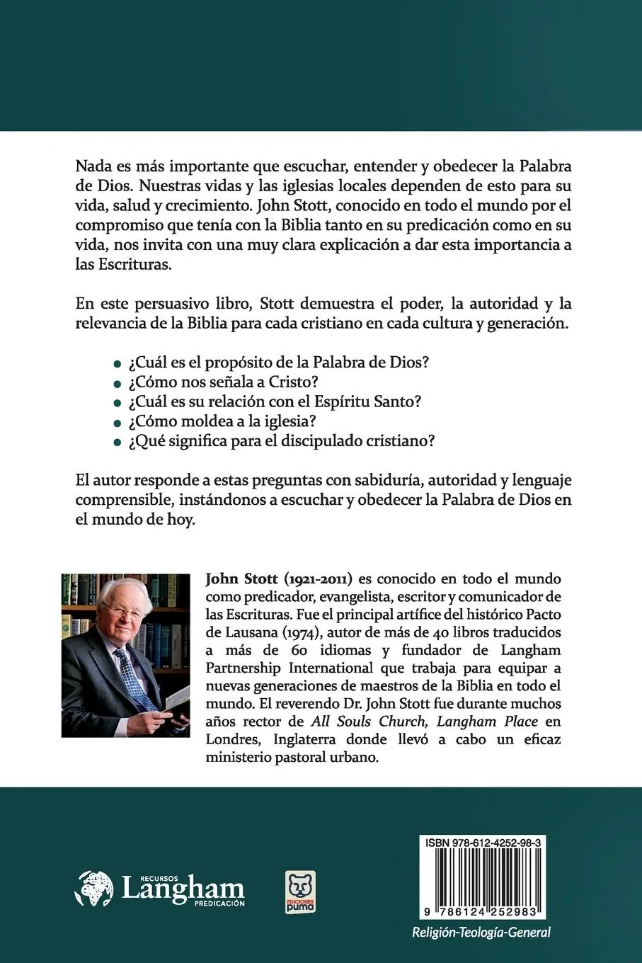 Rückseite: 9786124252983 | LA PALABRA DE DIOS PARA EL MUNDO DE HOY | John Stott | Taschenbuch