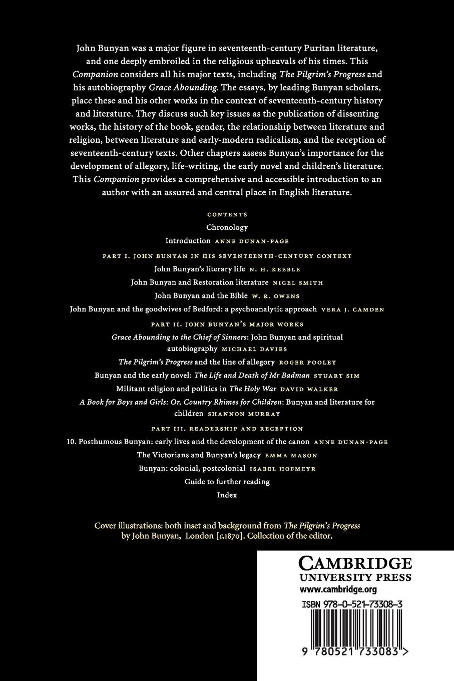 Rückseite: 9780521733083 | The Cambridge Companion to Bunyan | Anne Dunan-Page | Taschenbuch