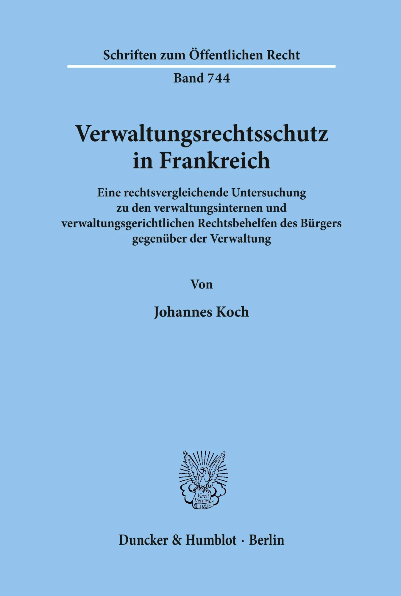 Cover: 9783428093083 | Verwaltungsrechtsschutz in Frankreich. | Johannes Koch | Taschenbuch