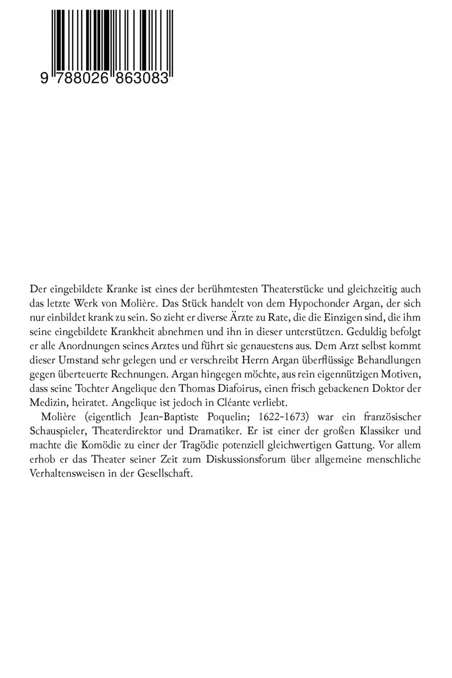 Rückseite: 9788026863083 | Der eingebildete Kranke (Le Malade imaginaire) | Molière (u. a.)
