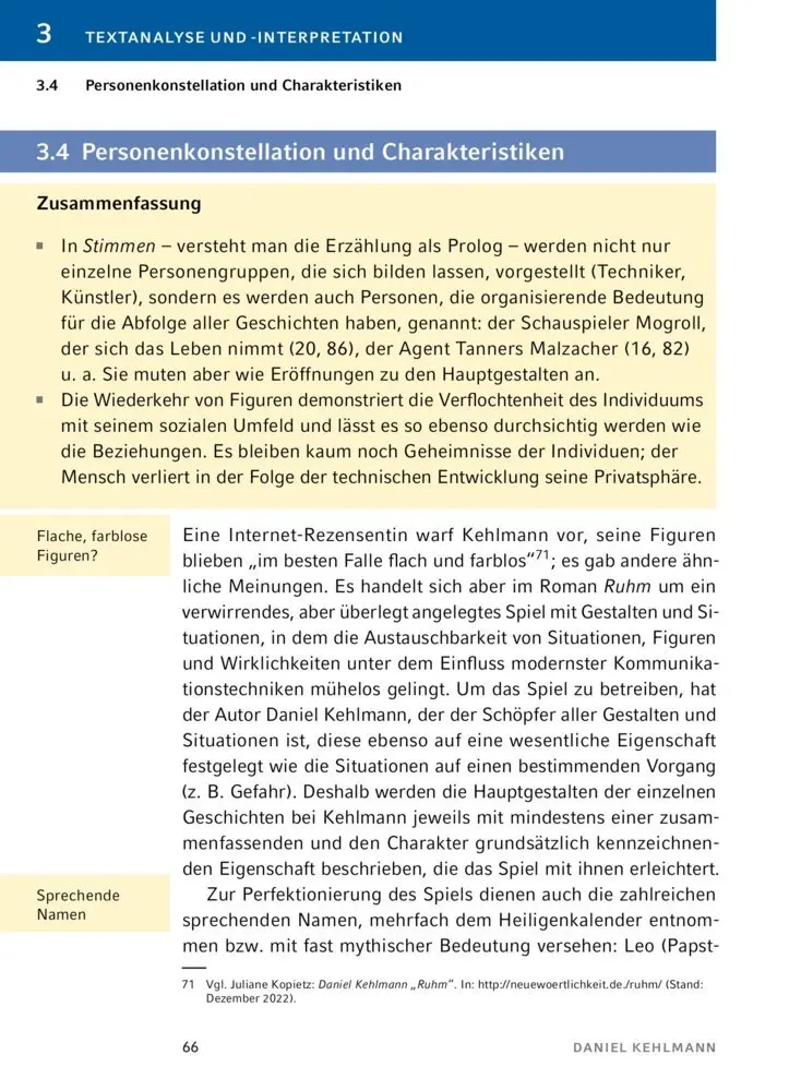 Bild: 9783129303283 | Ruhm von Daniel Kehlmann | Textanalyse und Interpretation | Kehlmann