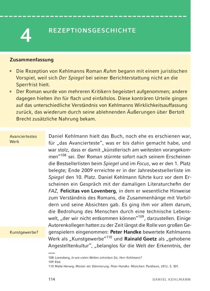 Bild: 9783129303283 | Ruhm von Daniel Kehlmann | Textanalyse und Interpretation | Kehlmann