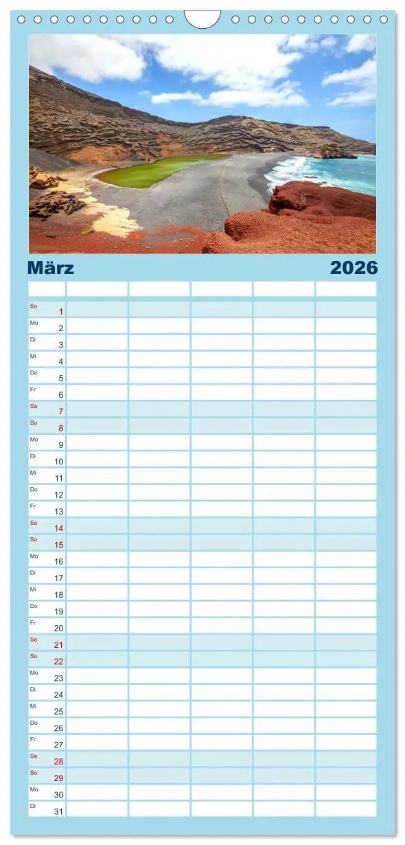 Bild: 9783516493283 | Familienplaner 2026 - Urlaubsparadies Lanzarote mit 5 Spalten...