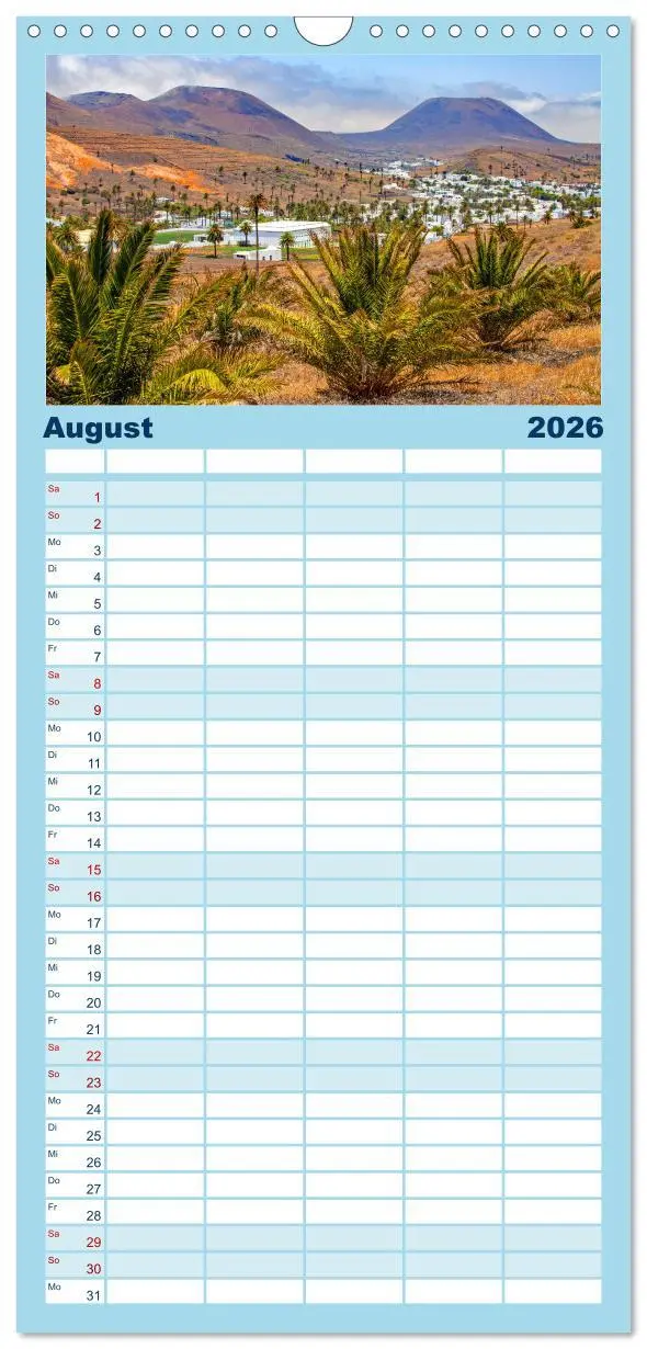 Bild: 9783516493283 | Familienplaner 2026 - Urlaubsparadies Lanzarote mit 5 Spalten...