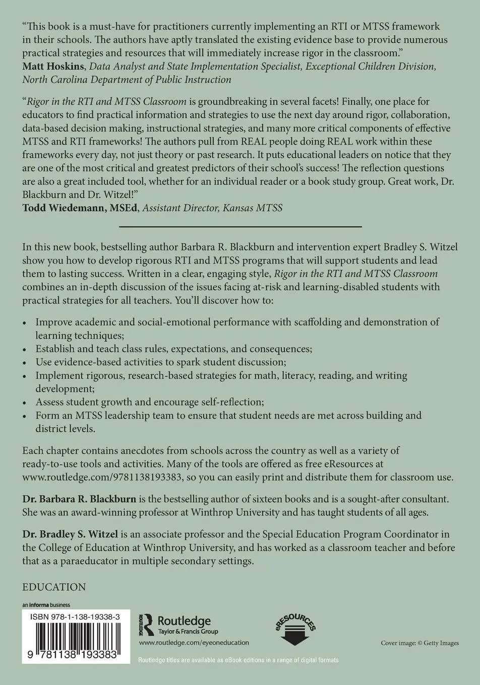 Rückseite: 9781138193383 | Rigor in the RTI and MTSS Classroom | Practical Tools and Strategies