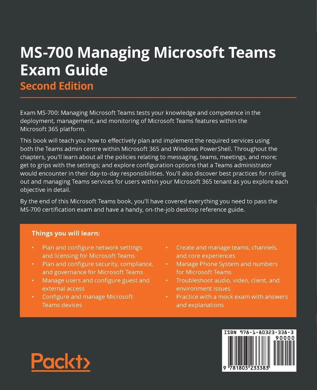 Rückseite: 9781803233383 | MS-700 Managing Microsoft Teams Exam Guide - Second Edition | Buch