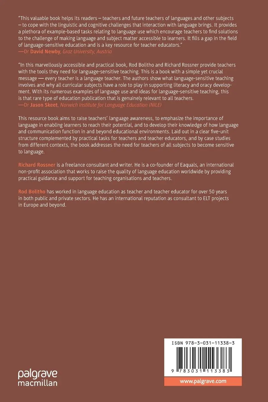 Rückseite: 9783031113383 | Language-Sensitive Teaching and Learning | Rod Bolitho (u. a.) | Buch